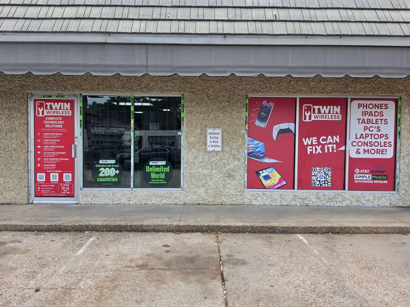 The Twin Wireless storefront at 2328 Line Ave, Shreveport, Louisiana